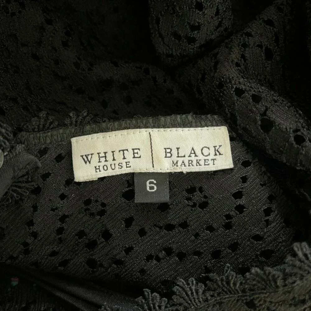 WHBM White House Black Market Lace Fit Flare Dress Black Size 6 - Picture 6 of 7